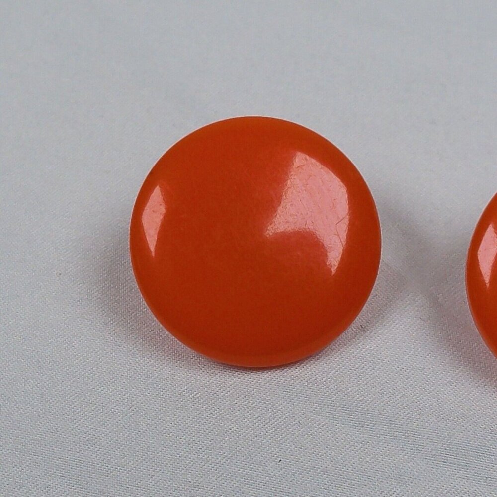 Orange Round Large Disc Clip On Earrings Plastic Vintage 70s 80s 1" Diameter - Picture 3 of 5